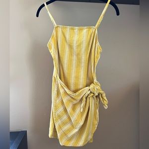 Yellow stripe wrap sundress